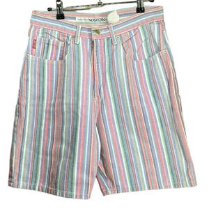 Vintage 80's Absolutely No! Jeans Authentic Striped 100% Cotton Shorts‎ Size 11